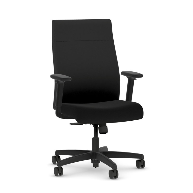 Chaise de bureau ergonomique en tissu HON Ignition 2.0, inclinaison standard, structure noire, noir, Inclinaison standard