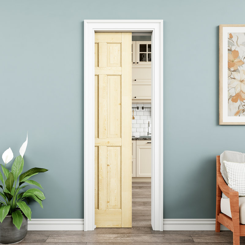 Porte intérieure en bois de pin 24 po x 80 po à 6 panneaux, pin naturel, peint et imperméable, comme portes de buanderie, portes de placard, portes de pièce