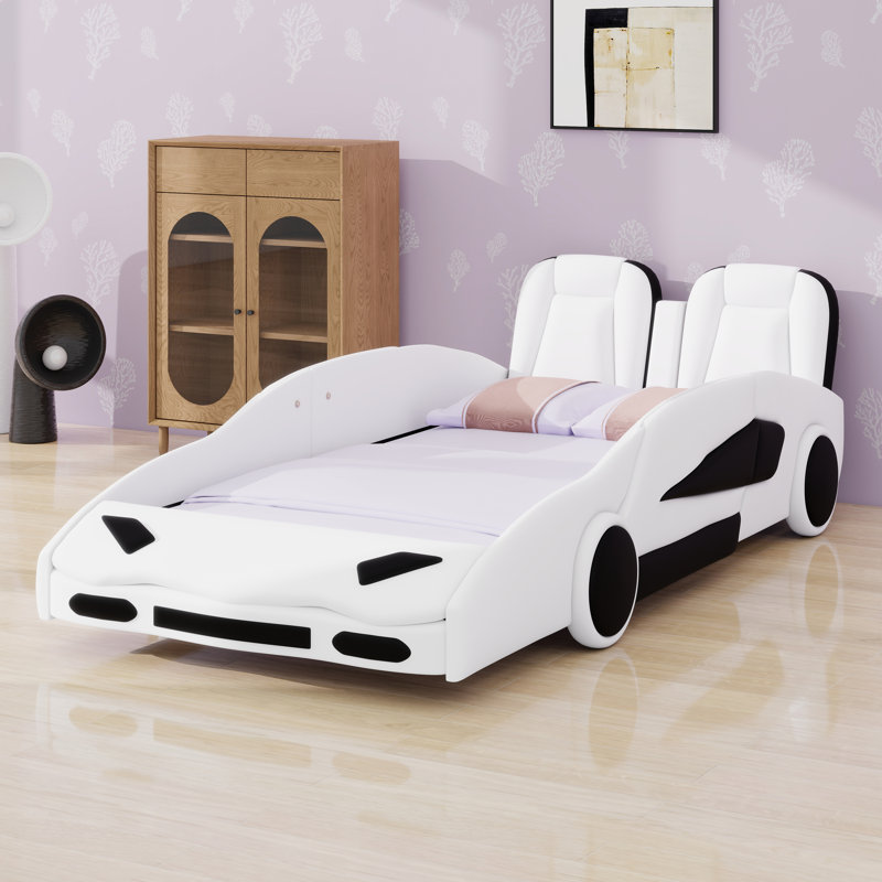 Lit plateforme avec roulettes Race, Blanc