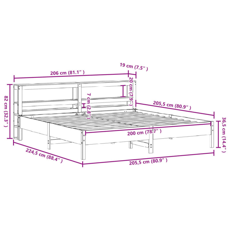 Storage Bed, Wax Brown, 200 x 200cm
