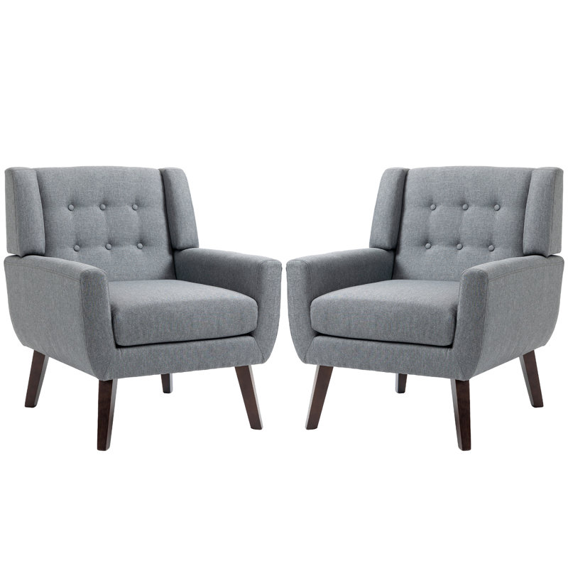 Jaqueze 73.4 Cm Wide Cotton Armchair, Grey Linen Blend