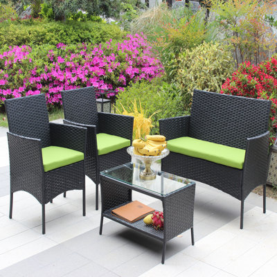 Ensemble de meubles de patio en rotin pour 4 pièces