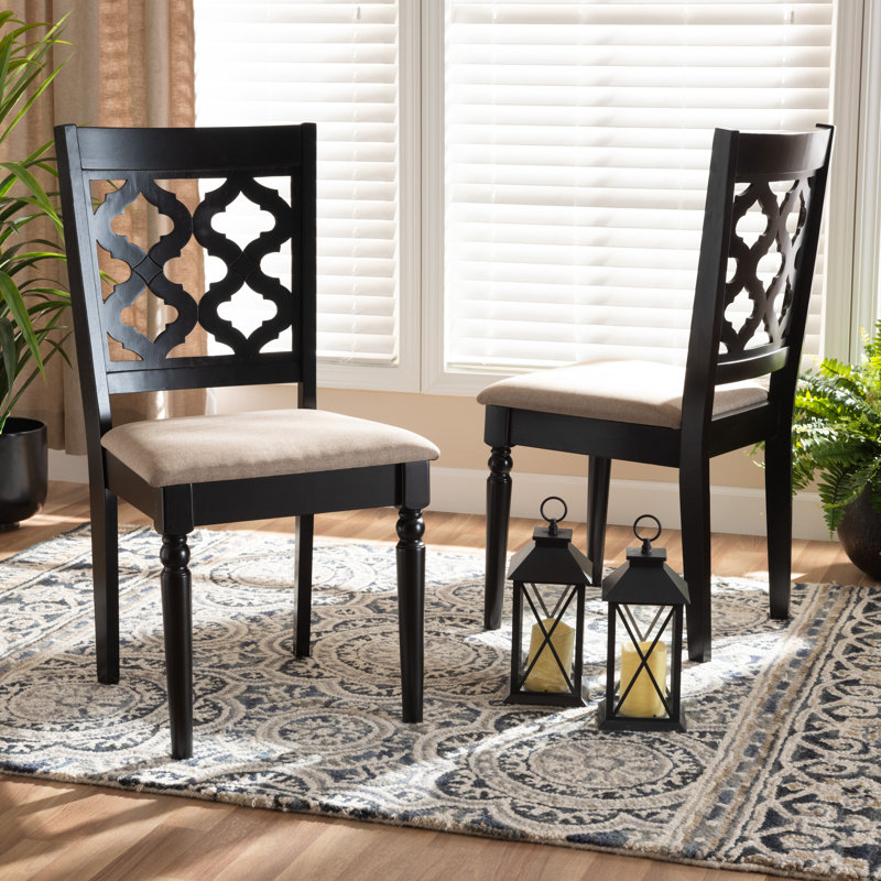Lockerbie Baziliuiliu Cross Back Side Chair, Sand, Black