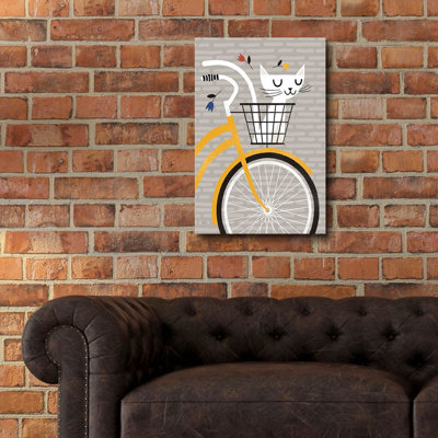 Art mural en verre «Croisière chat jaune» par Michael Mullan