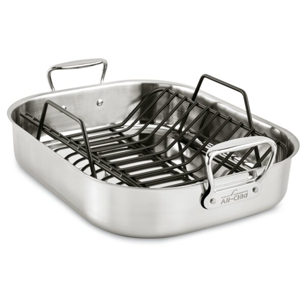 Viking 3-Ply Oval Roaster 8.5-Quart with Metal Induction Lid Rack