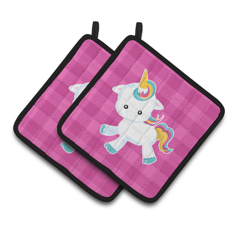 Cuisinier poignée licorne à carreaux de trésors caroline