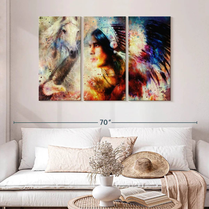 Lelar American Indian Warrior, 32" H x 50" W