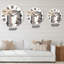 Abstrait arc-en-ciel soleil et lune dans les tons de terre III - horloge murale moderne-60327478