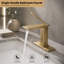 Robinet pour salle de bain à poignée simple Weshi Gold brossé, robinet de lavabo en laiton massif sans plomb avec bonde escamotable, installation à 1 ou 3 trous-120928213