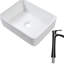 Lavabo vasque en céramique 19 po x 15 po avec robinet noir mat, apparence de salle de bain Allure