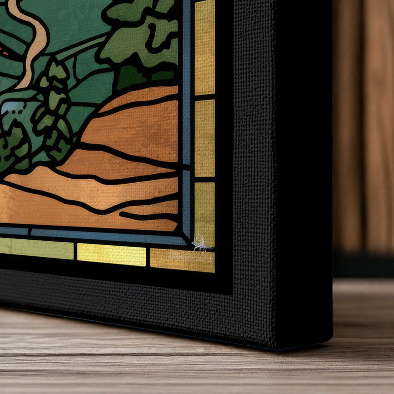 Figure in the Landscape Art Deco - Wrapped Canvas, 36x24 - 91.4 x 61.0 cm, Black Border