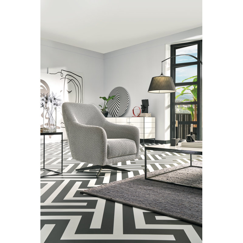 Dantley Upholstered Swivel Armchair, Black/White Polyester