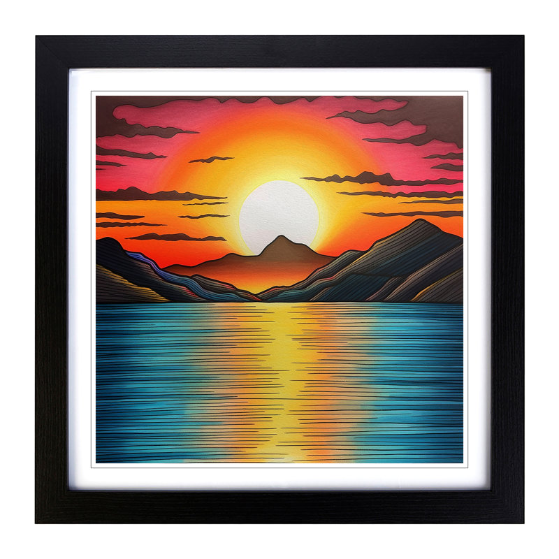 Sunrise Drawing No.1 - Framed Print, Black