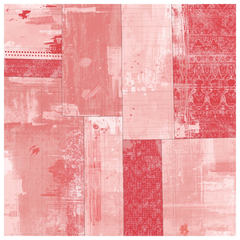 Red Geometric Patchwork Double Sided Throw Pillows, 20 x 20 inches
