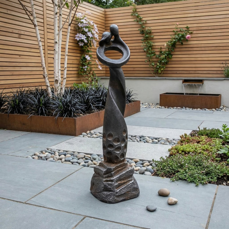 Sonnenberg Weather Resistant Plastic Garden Statue, Ebony