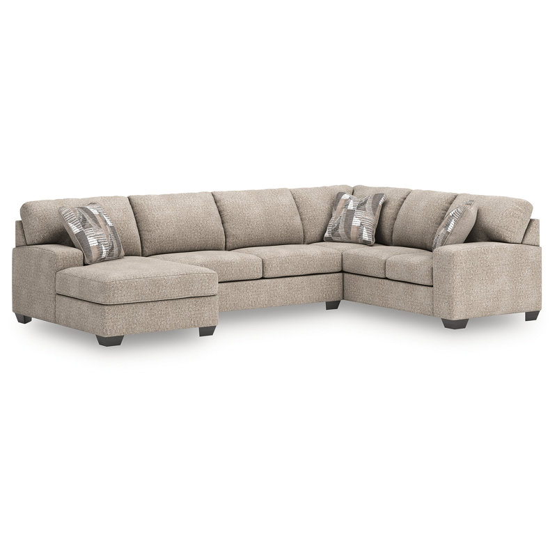 Cronan 3-Piece Sectional With Chaise, Right Hand Facing, Beige Polyester