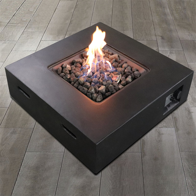 Fiber Reinforced Concrete Propane Gas Fire Pit Table, Charcoal