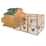 Chicken Coop for 6-10 Chickens, 112" Extal Large Chicken Coops, with Chicken Run & Nesting Box & Secure Enclosure, Outdoor Wooden Hen House Hutch for Rabbit, Poultry Pet, Duck