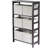 Winsome Wood 3-Section Storage Shelf With Foldable Fabric Baskets, Solid And Composite Wood Design