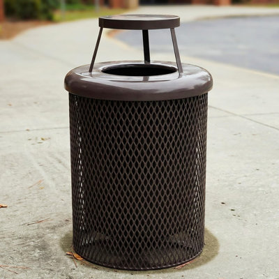 Poubelle de jardin revêtue, extensible, marron, avec couvercle