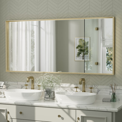 Aevar Tempered Glass and Aluminum Alloy Framed French Cleat Mounted Wall Mirror with 5-Year Warranty