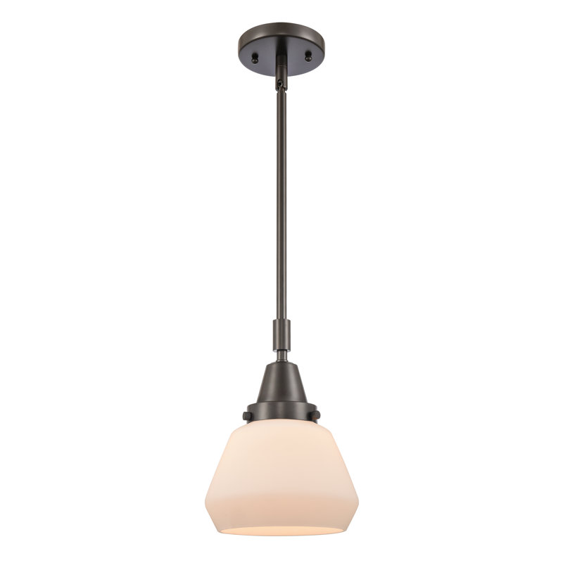 Luminaire suspendu conique à 1 lumière Cahn, Blanc mat, Bronze huilé, Ampoule non incluse