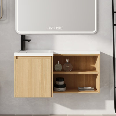 36" Wall Mounted Bathroom Vanity with Resin Sink