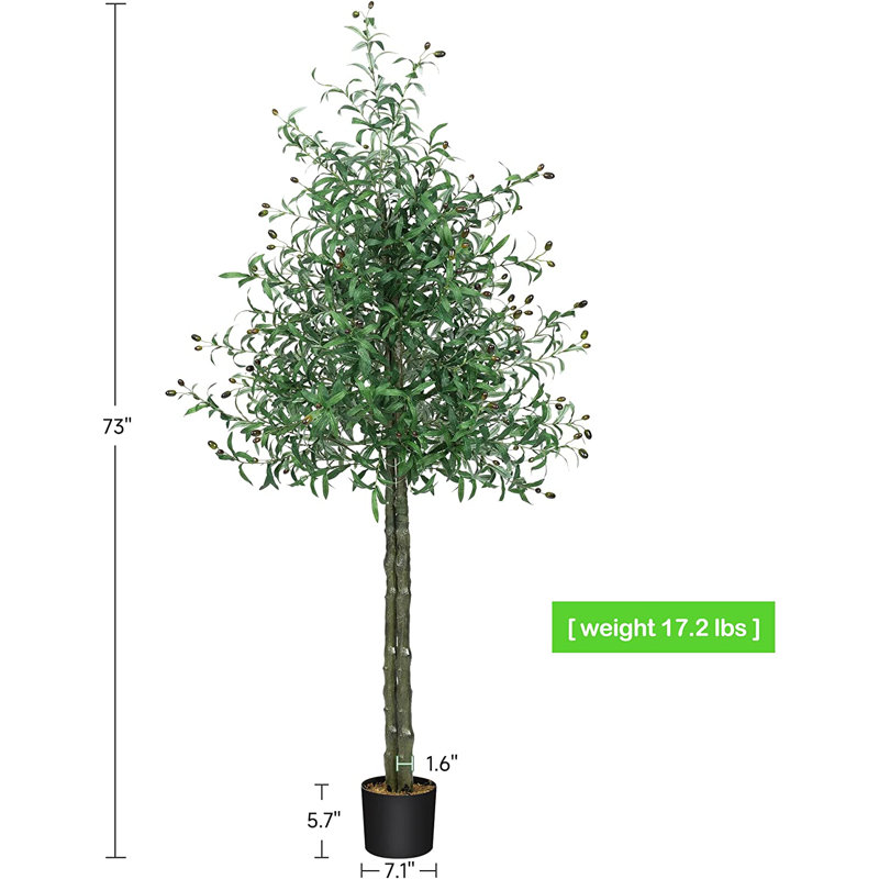 Olive artificielle en pot, Vert / Taupe, H 73 po x l 7,1 po x P 7,1 po