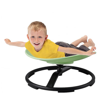 Fauteuil pivotant sensoriel pour enfants, rotation à 360°, base métallique antidérapante de 52 cm, roulements à billes, capacité de charge de 100 kg, assise monobloc en polypropylène, vert