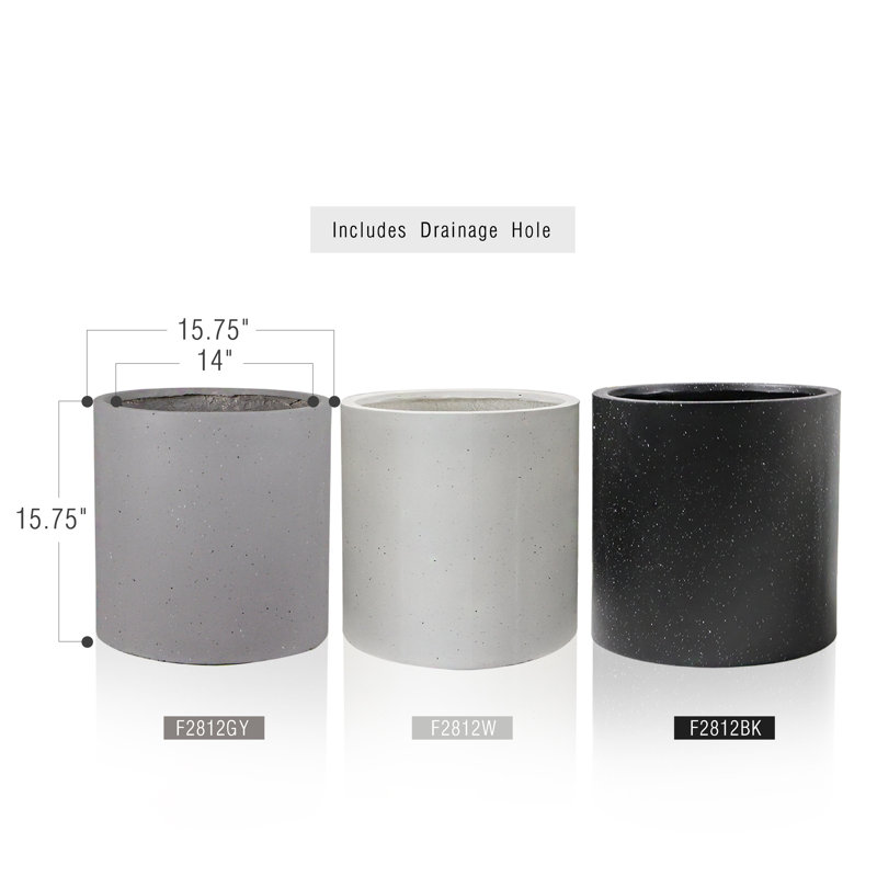 FibraLuxe Cylinder Floor Planters, Gray