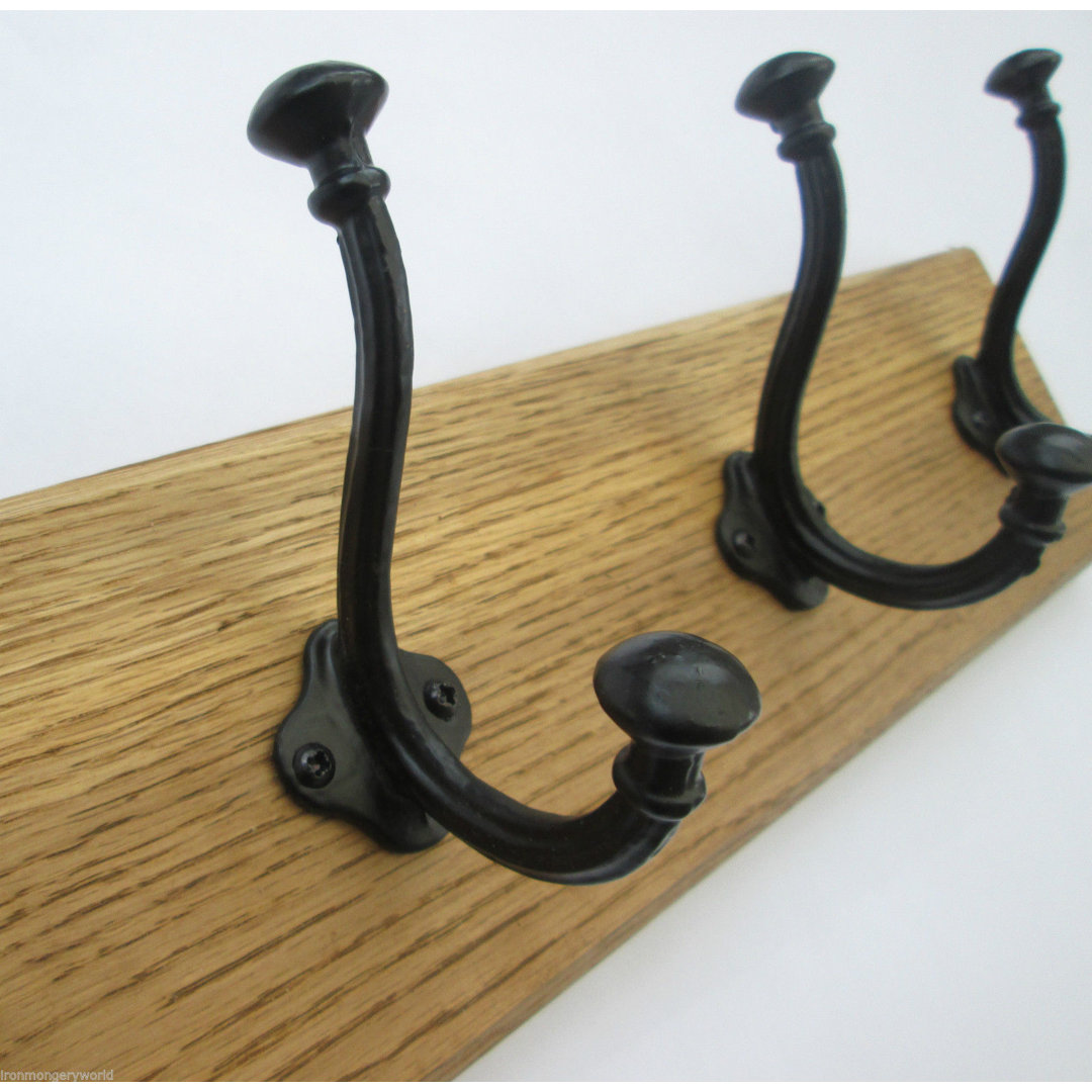 Solid Wood 2 - Hook Wall Mounted Coat Rack