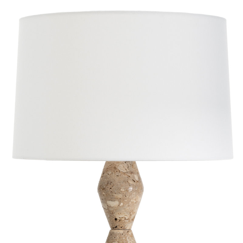 Crew Travertine Buffet Lamp (Black Shade), White