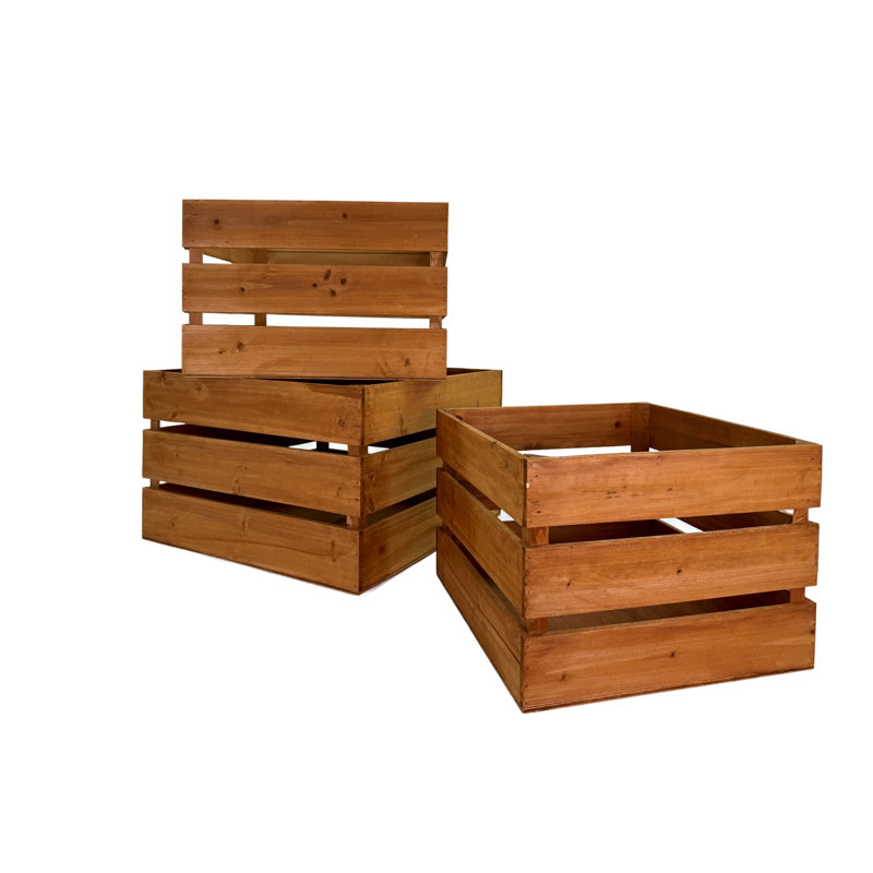 Pine Square Storage Display Box Set Of 3