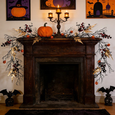 Guirlande d'Halloween feuilles noires Guirlande d'Halloween