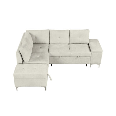 Canapé-lit en forme de L de 88,2 po Canapé-lit polyvalent avec beaucoup d'espace de rangement, deux porte-gobelets et deux ports USB pour le salon
