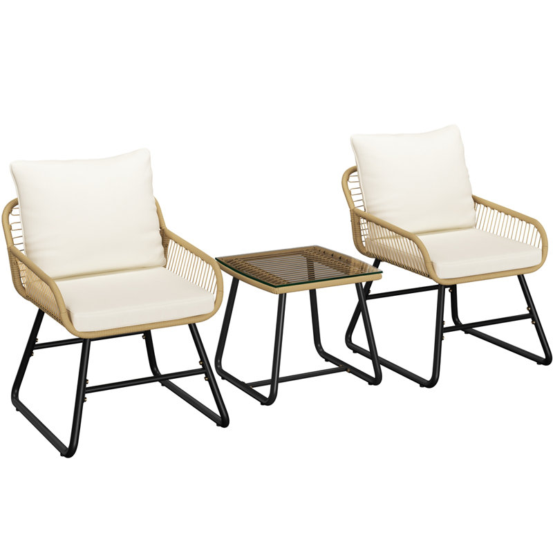 3-Piece Patio Bistro Set, Cream