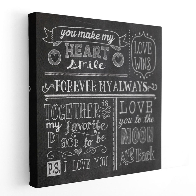 «Inspiration Chalkboard I Black and White», reproduction d'art sur toile, H 20 po x l 20 po