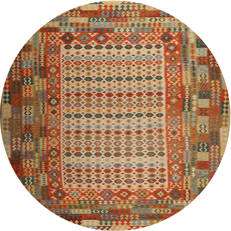Tapis brun/beige contemporain, Rond 8 pi
