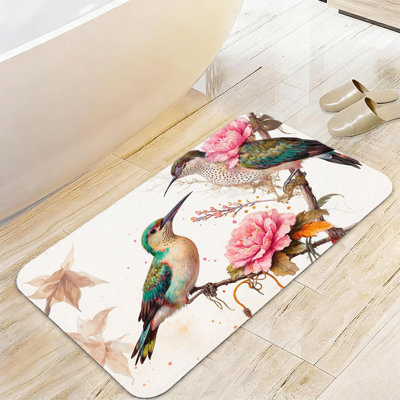 Watercolor Hummingbird 20 x 32 Inches Bath Rug for Bathroom Bedroom Multicolor