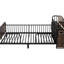 Metal Twin Bed Frame With Upholstered And Storage Headboard, Pull Out Shelves, Low - Profile Design, Black Size Platform Led , Shelves All Round Guardrails,-129957183