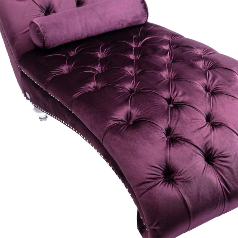 Chaise longue rembourrée Daria, Velours mauve