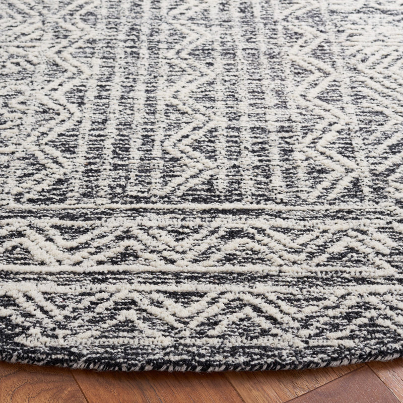 Amzie Hand Tufted Wool Southwestern Rug, Round 6'