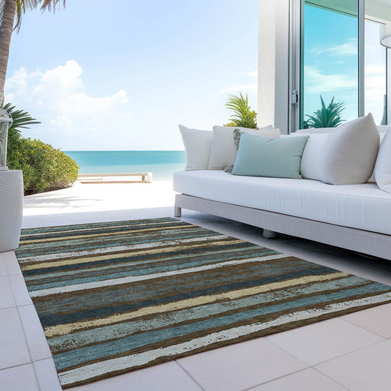 Machine Washable Indoor/Outdoor Chayden ACN1019 Fudge Rug, Rectangle 10' x 14'