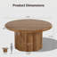 Table basse 31,5 "avec base cylindrique cannelée, table de salon de style campagnard pour appartements et petits espaces