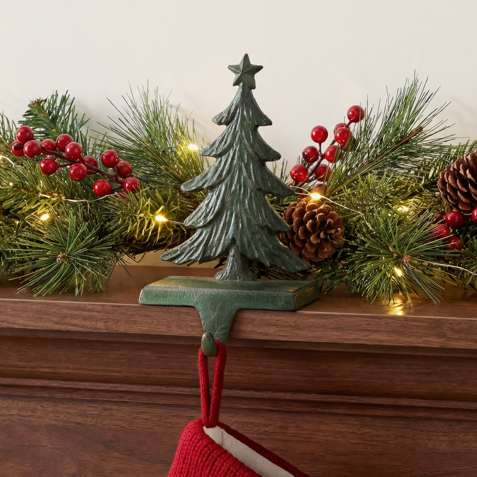 Christmas Tree Cast Iron Stocking Holder