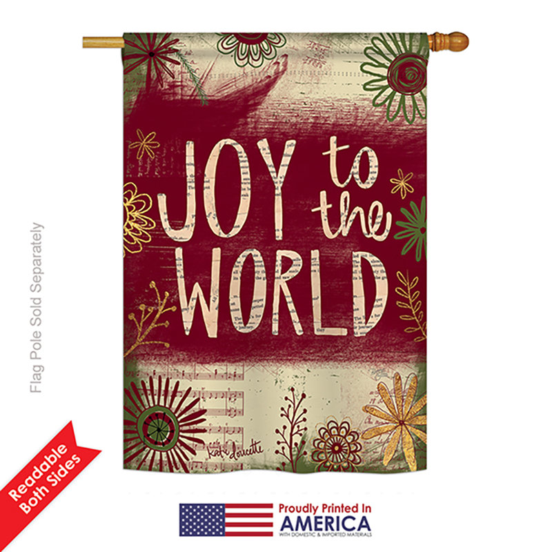Drapeau de maison 40 po x 28 po Gerrit Joy to the World Winter
