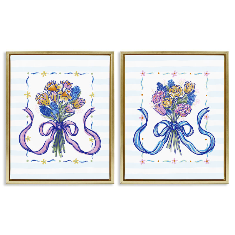 Ensemble de cadres flottants 2 pièces Ribboned Spring Flower, par Connie Summers, H 31 po x l 25 po