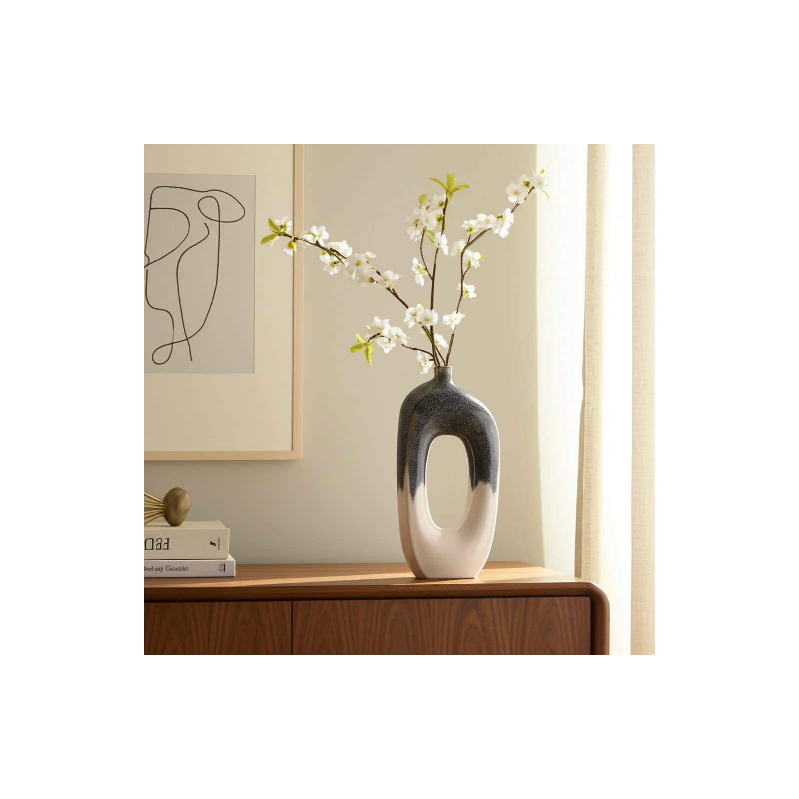 Ilariana Handmade Ceramic Table Vase, 16" H x 8" W x 3" D