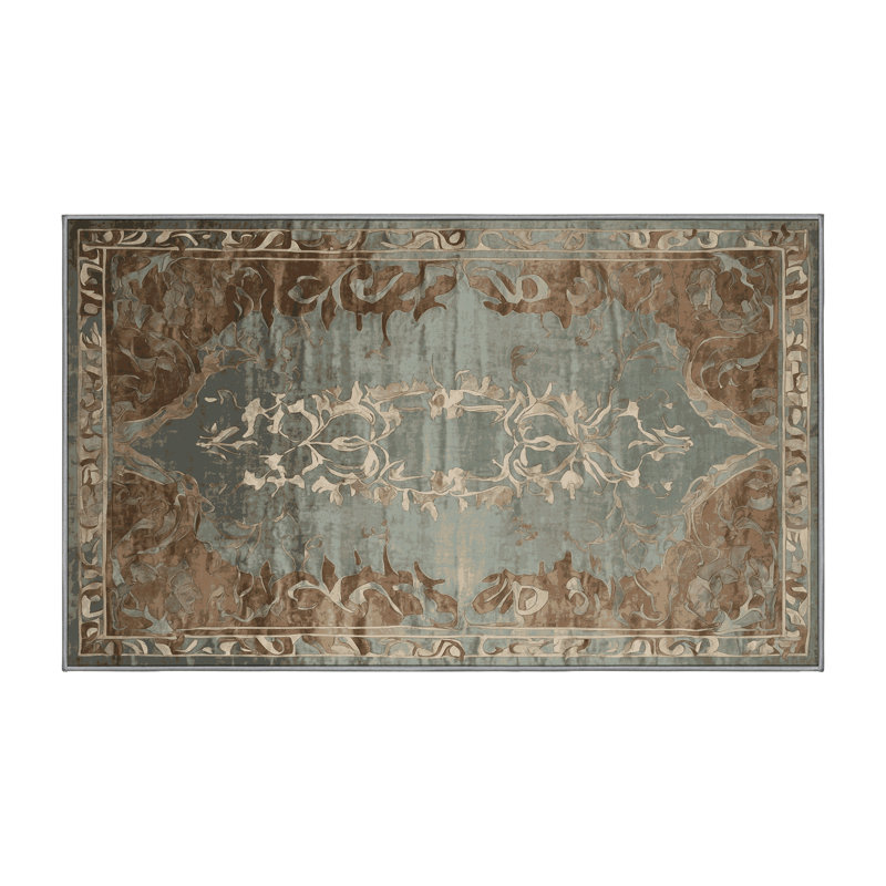 Tapis gris soyeux et moelleux, Rectangle 7 pi x 9 pi