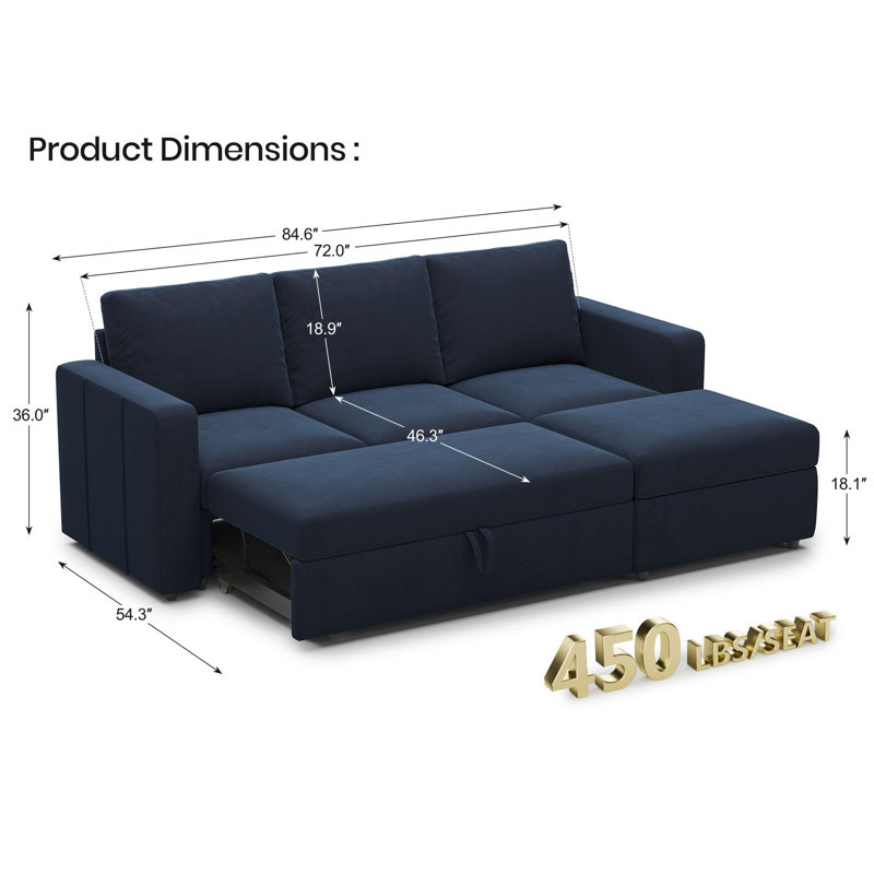 L Shaped Sofa Pull Out Sofa Bed Convertible Modular Sectional Couch Sleeper For Apartment